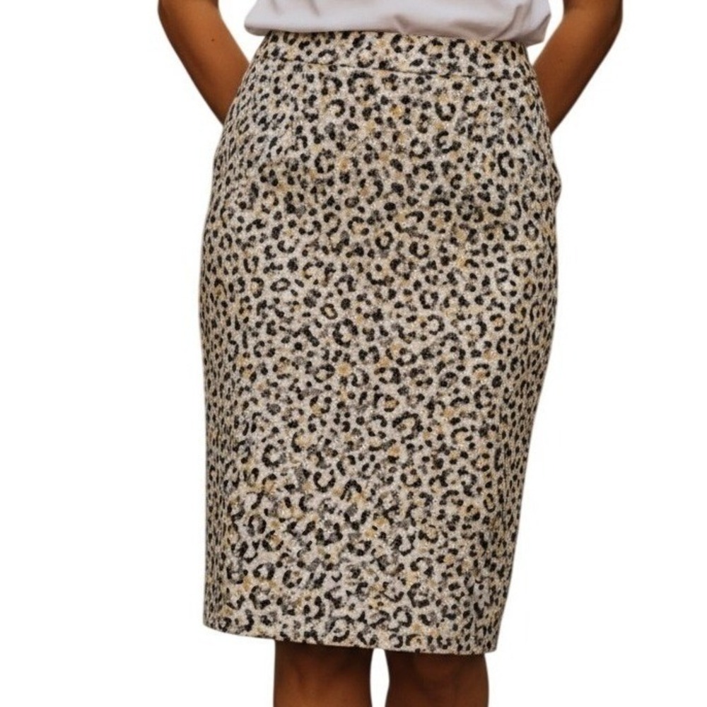 ANTHROPOLOGIE MAEVE Jacquard‎ Leopard Print Pencil Skirt NWT $88 Size Petite XS